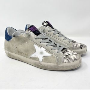 Golden Goose Superstar Women Suede Sneakers Snake Print US 7 EU 37